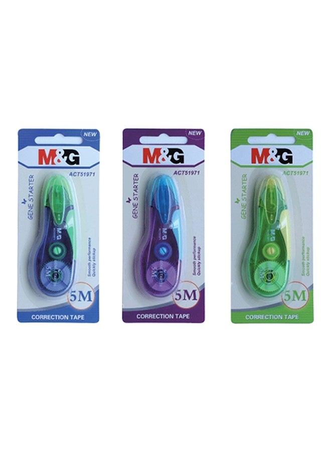 M&G 3-Piece Correction Tape Green/Blue/Purple 
