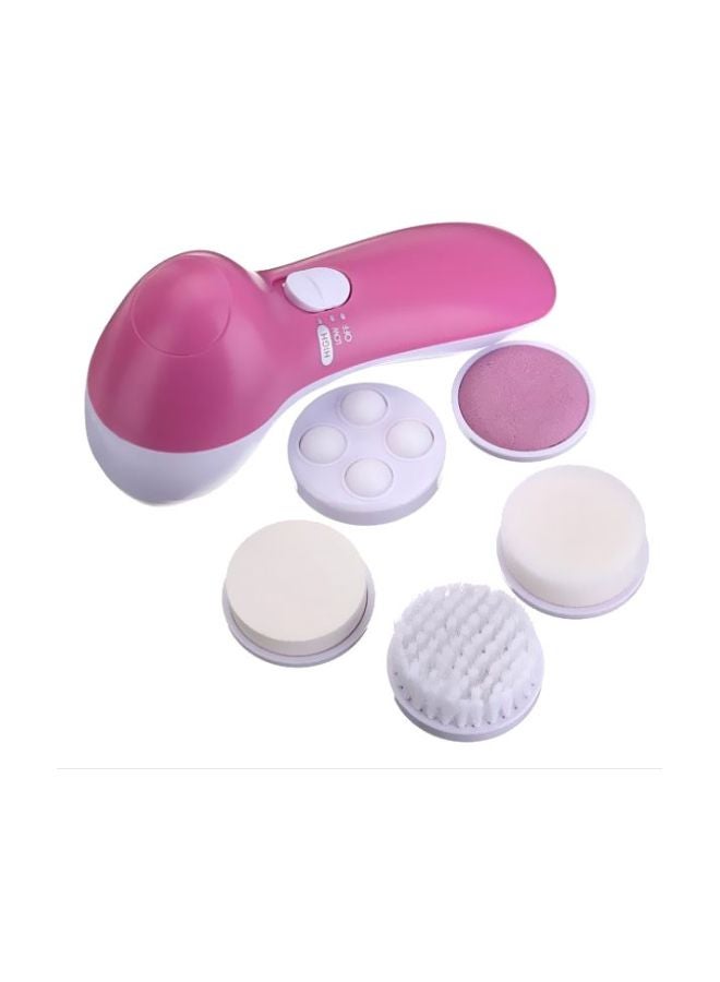 6-In-1 Electric Facial Cleansing And Massager Machine White/Pink - Image 2