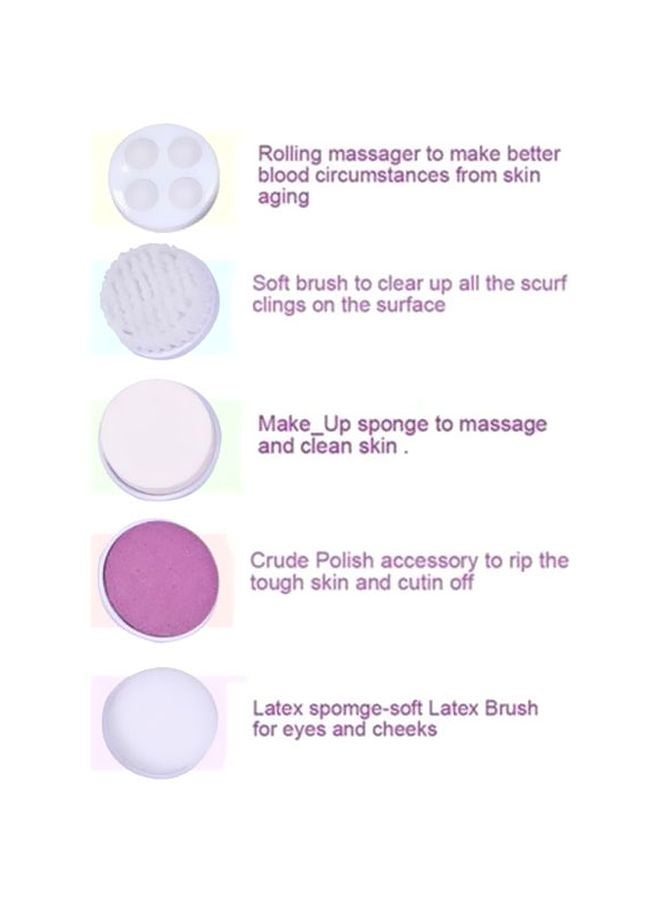 6-In-1 Electric Facial Cleansing And Massager Machine White/Pink - Image 4