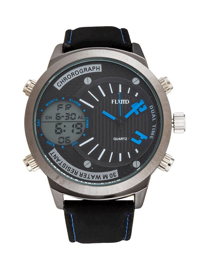 Generic Men's Fluid Fashion Wrist Watch FL-1225-BL-BK - 45 mm - Black  - Image 1