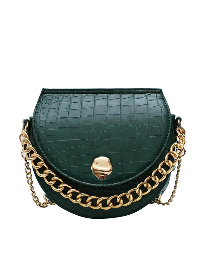 حقيبة أنيقة بتصميم جلد التمساح بمشبك للإغلاق أخضر