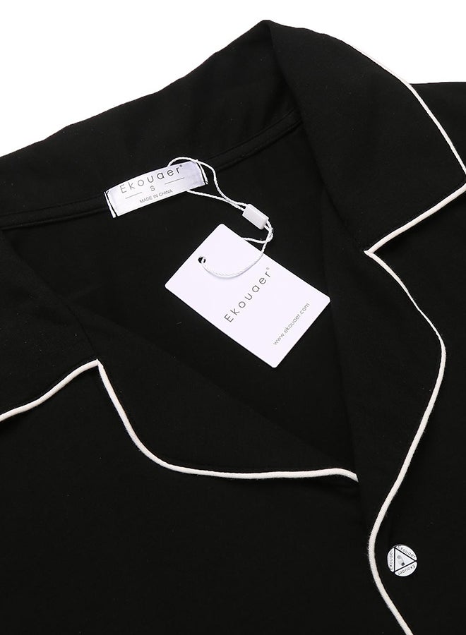 2-Piece Collared Shirt And Shorts Set Black - Image 3