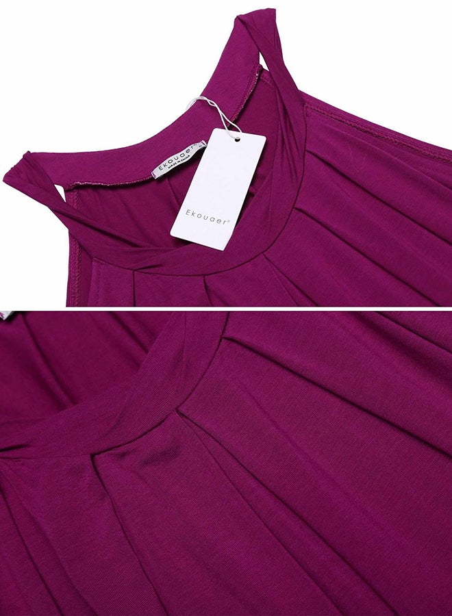 2-Piece Solid Tank Top And Shorts Set Purple  - Image 4