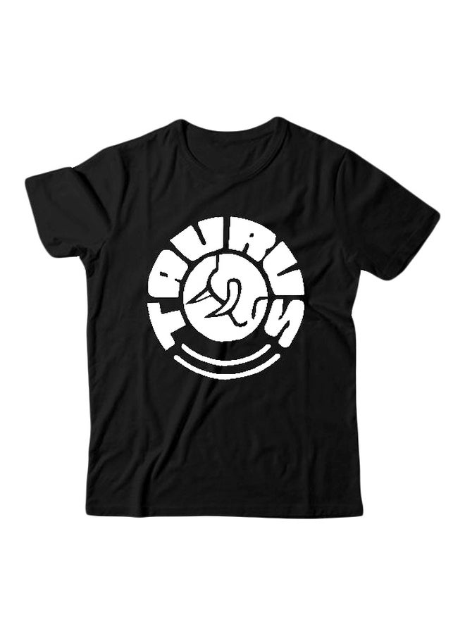 Printed Short Sleeves T-shirt Black/White 