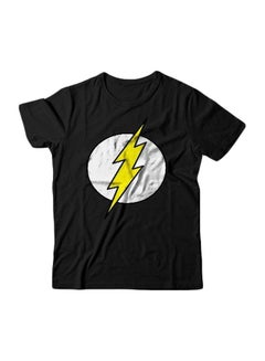 Generic Printed Crew Neck T-shirt Black/White/Yellow 
