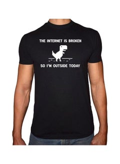 Generic Printed Cotton Crew Neck T-shirt Black/White 