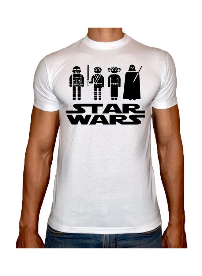 Generic Crew Neck Printed T-shirt White/Black 