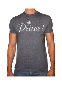Generic Printed Crew Neck T-shirt Grey/White 