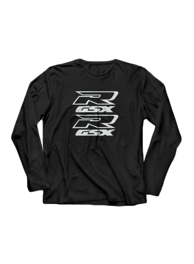 Printed Crew Neck T-shirt Black/White 