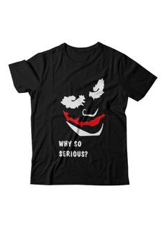 Generic Printed Cotton Round Neck T-shirt Black/White/Red 