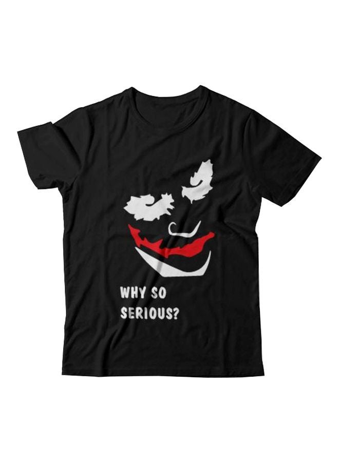 Printed Cotton Round Neck T-shirt Black/White/Red 