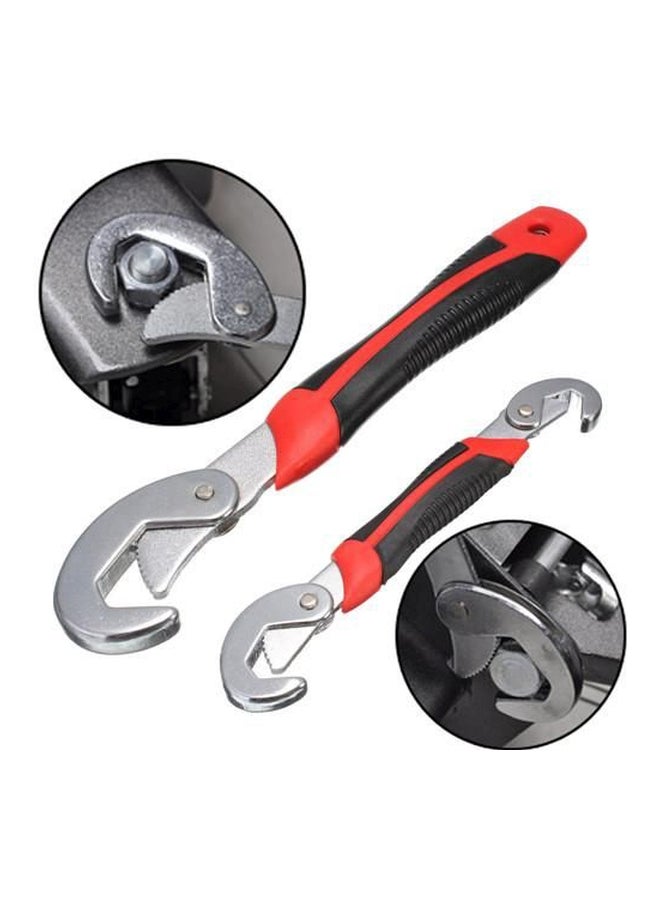 مجموعة مفاتيح ربط من المعدن متعددة الوظائف وقابلة للتعديل مكوّنة من قطعتين أحمر/أسود/فضي - Image 2