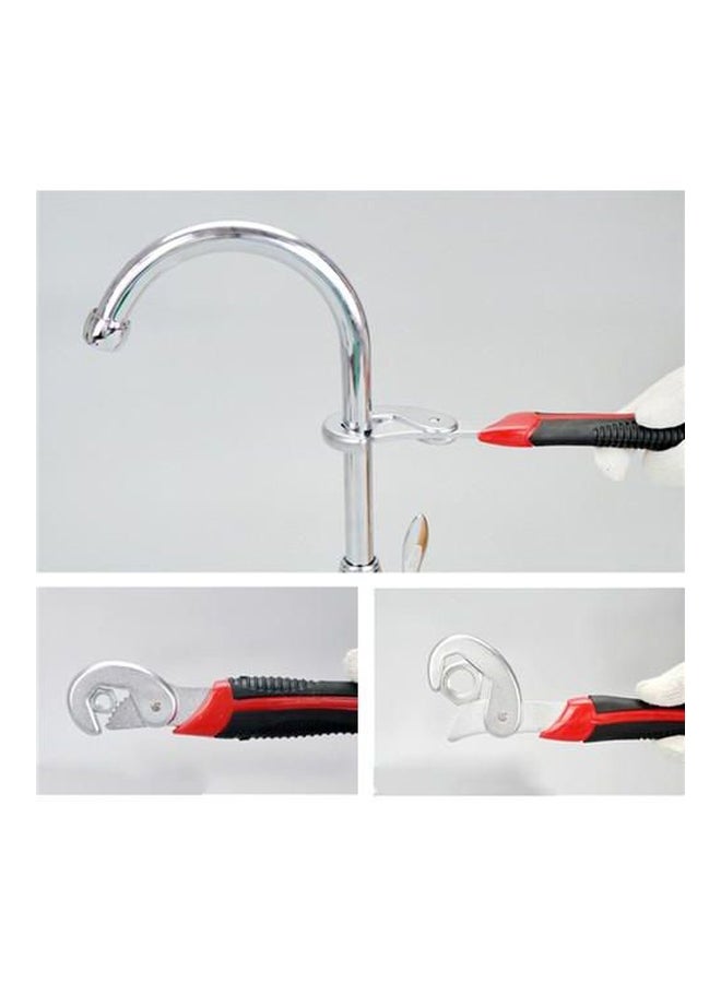 مجموعة مفاتيح ربط من المعدن متعددة الوظائف وقابلة للتعديل مكوّنة من قطعتين أحمر/أسود/فضي - Image 4