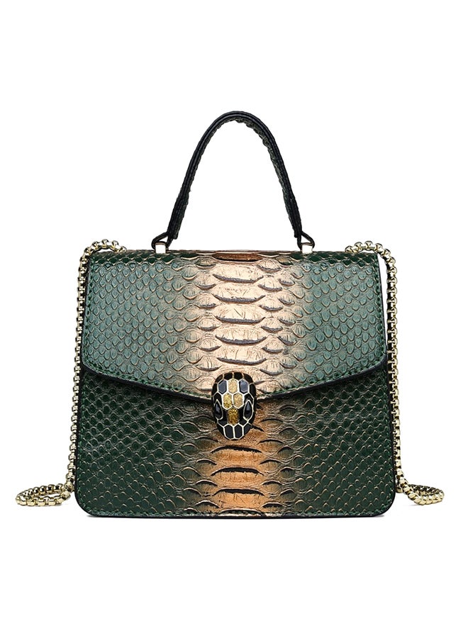 Snkae Strip Chain Design Chain  Tote Bag Green 
