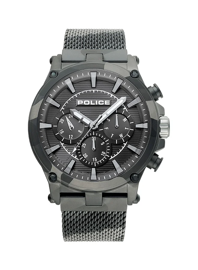 POLICE Taman Round Shape Stainless Steel Analog Wrist Watch 44 mm - Black - P 15920JSMB-02MM