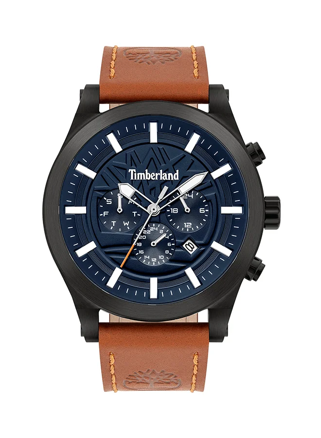 Timberland HARDWICKT Round Shape Leather Band Chronograph Wrist Watch 48 mm - Brown - T TBL15661JSB-03