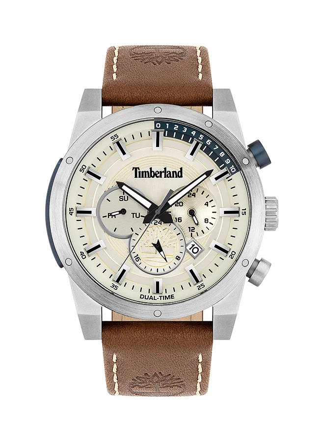 تمبرلاند SHERBROOKT Round Shape Leather Band Chronograph Wrist Watch 46 mm - Brown - T TBL15951JS-04