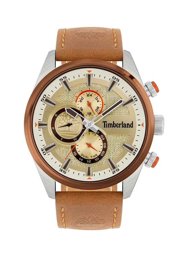 Timberland RIDGEVIEWT Leather Band Chronograph Wrist Watch 46 mm - Brown - T TBL15953JSTBN-04