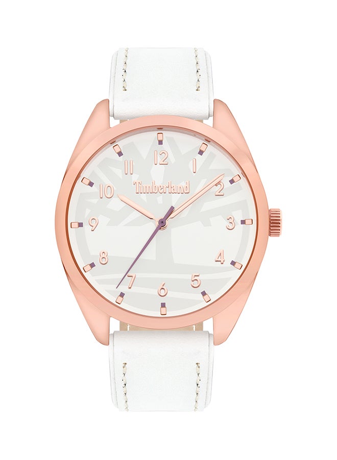 Timberland Women's PINGREET Leather Band Analog Wrist Watch 37 mm - White - T TBL15959MYR-01 - Image 1