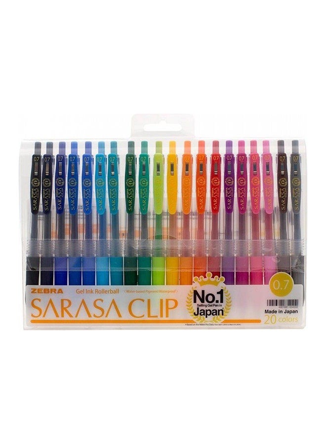 ZEBRA 20-Piece Sarasa Clip Gel Ink Rollerball Pen Multicolour - Image 1
