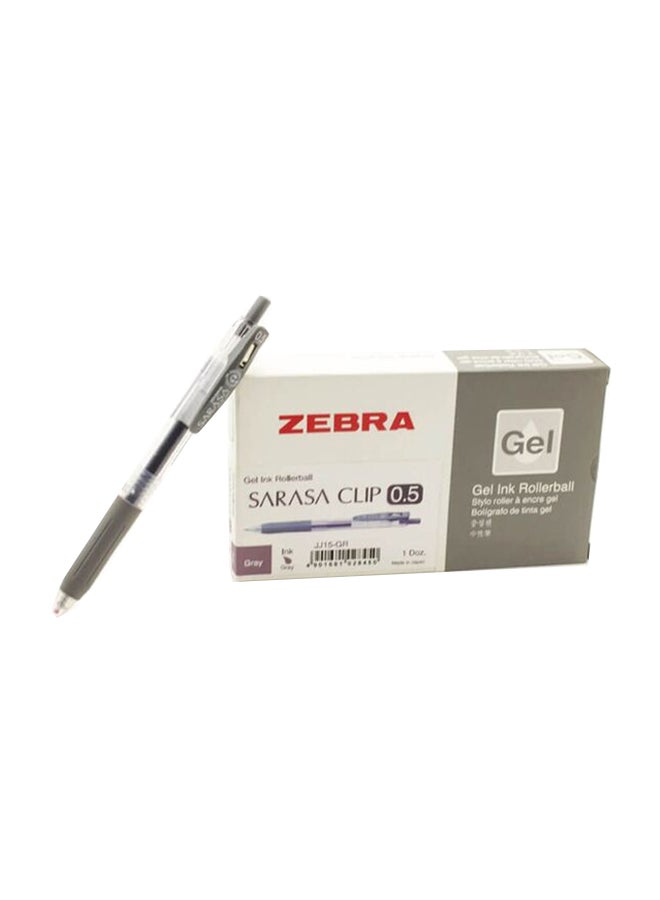 ZEBRA 12-Piece Sarasa Clip Gel Ink Rollerball Pen Grey