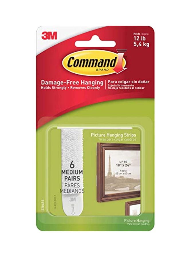 ثري ام طقم أشرطة لاصقة للتعليق مكون من 6 قطع أبيض - Image 1