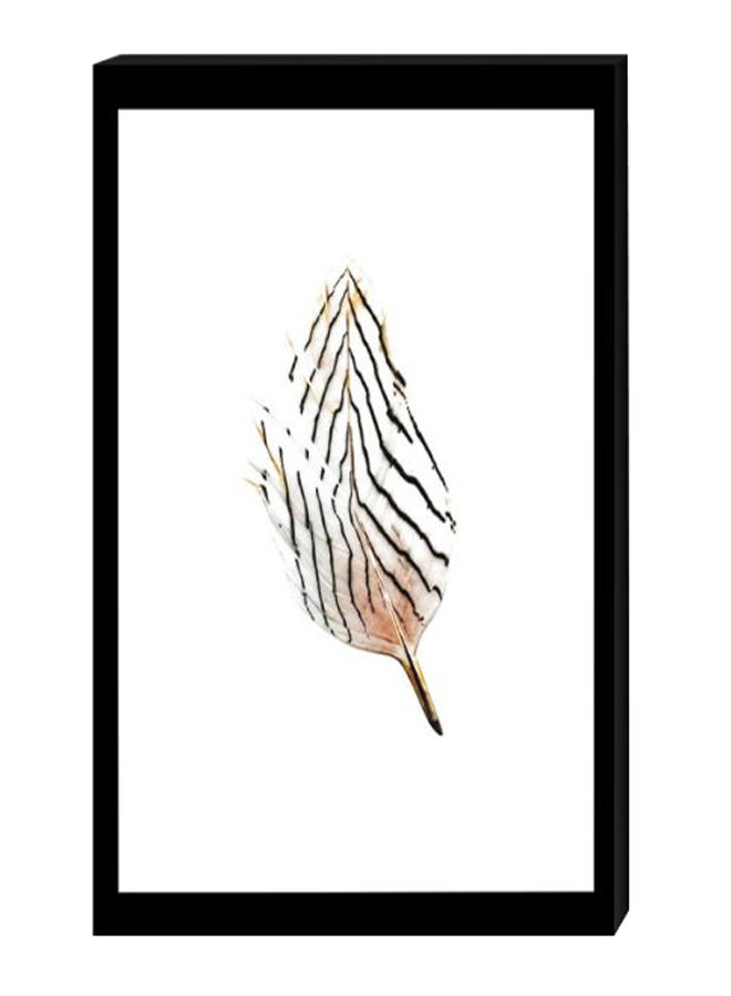 Atiq Feather Wall Decor Painting With Inner Frame Black/White/Beige 40 x 60cm 