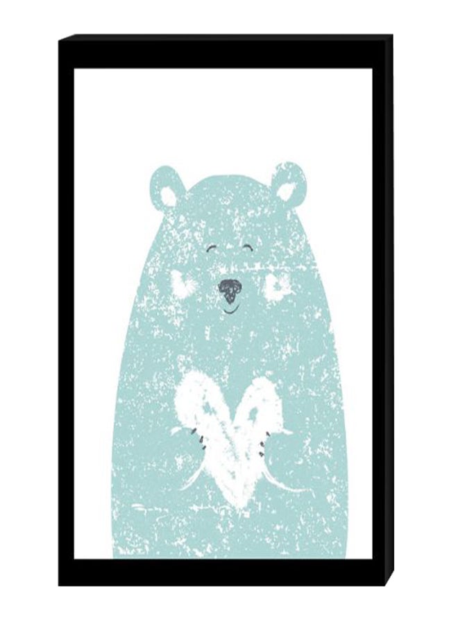 Bear Printed Wall Decor Painting With Inner Frame Blue/White/Black 40 x 60cm