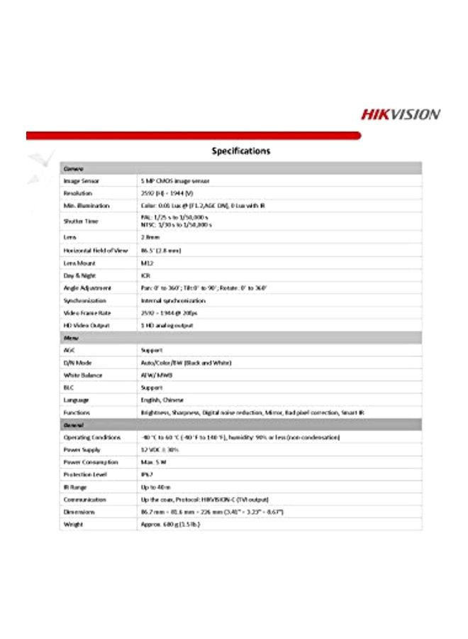HIKVISION 5MP IR Bullet Camera  - Image 4