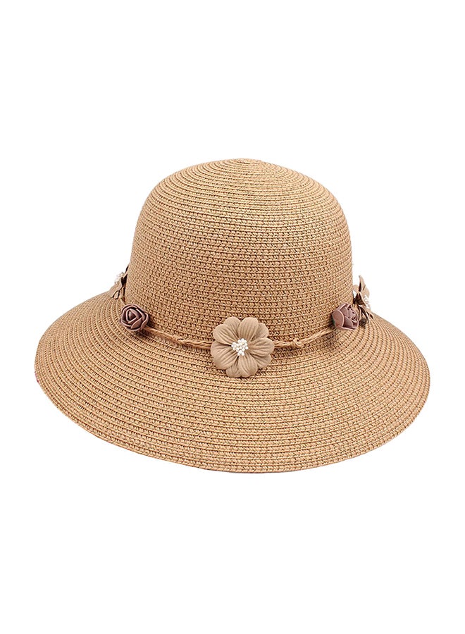 Fashion Floral Patterned Sun Hat Brown  - Image 1