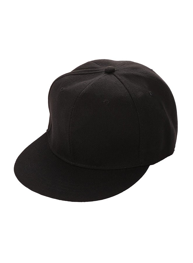 Adjustable Solid Patterned Flat Baseball Snapback Black  - Image 1