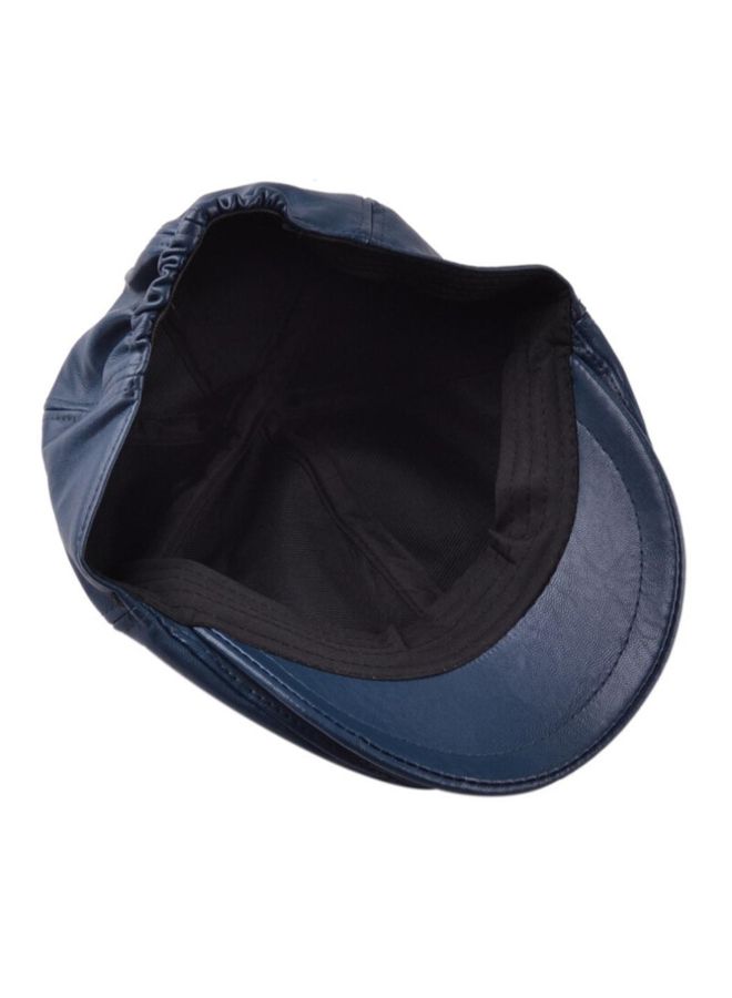 Fashion Solid Patterned Flat Beret Cap Navy Blue  - Image 3