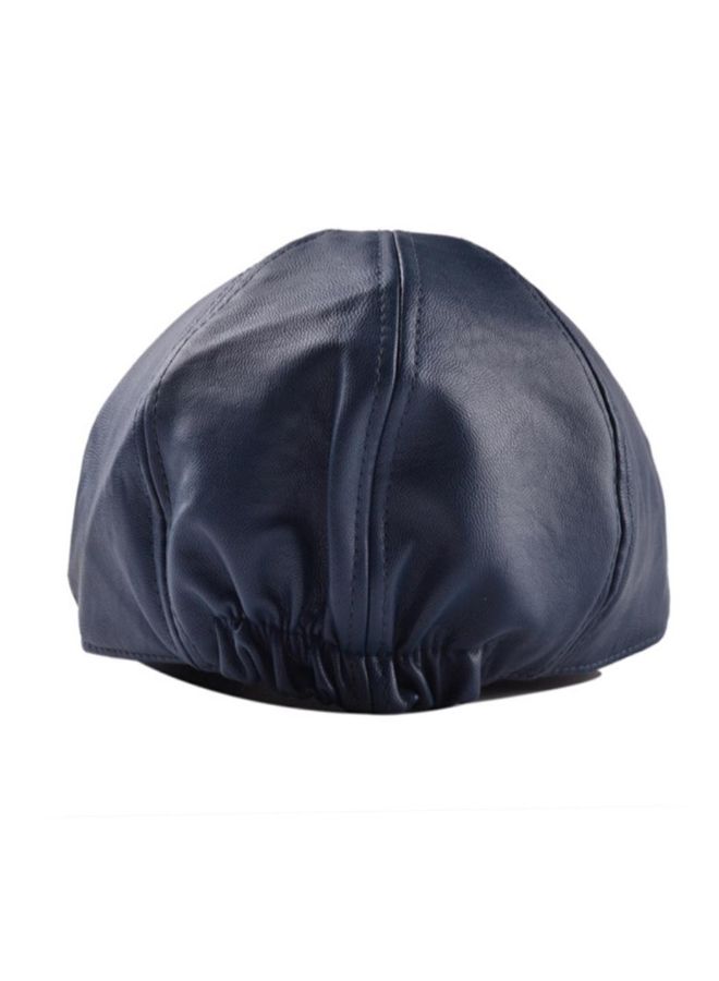 Fashion Solid Patterned Flat Beret Cap Navy Blue  - Image 4