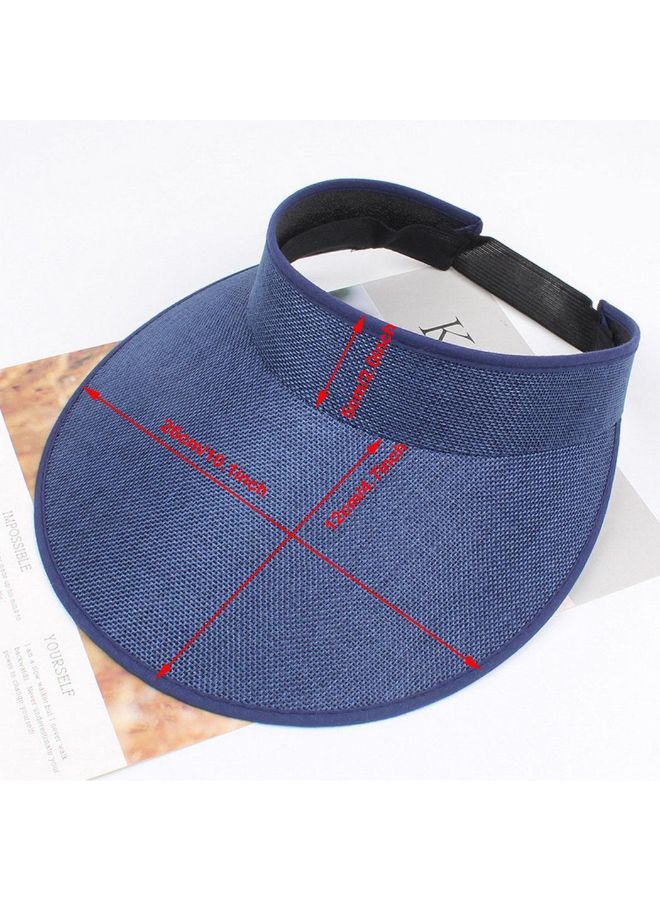 Adjustable Solid Patterned Sun Visor Hat Navy Blue  - Image 2