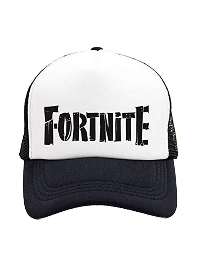 قبعة بيسبول مطبوعة بكلمة «Fortnite» أبيض/ أسود