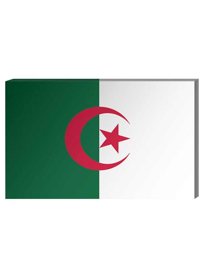أتيك لوحة لديكور الحائط بتصميم العلم الجزائري مع إطار داخلي أخضر/أبيض/أحمر 40 x 60سم