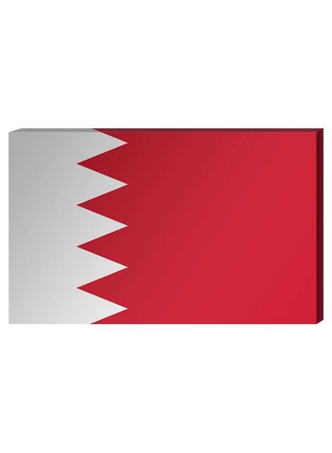 أتيك لوحة فنية لديكور الحائط بإطار داخلي وتصميم علم البحرين أحمر/أبيض 40 x 60سم