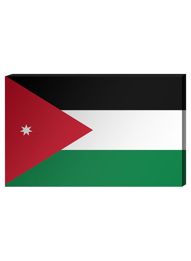 أتيك لوحة فنية لديكور الحائط بإطار داخلي وتصميم علم الأردن متعدد الألوان 40 x 60سم