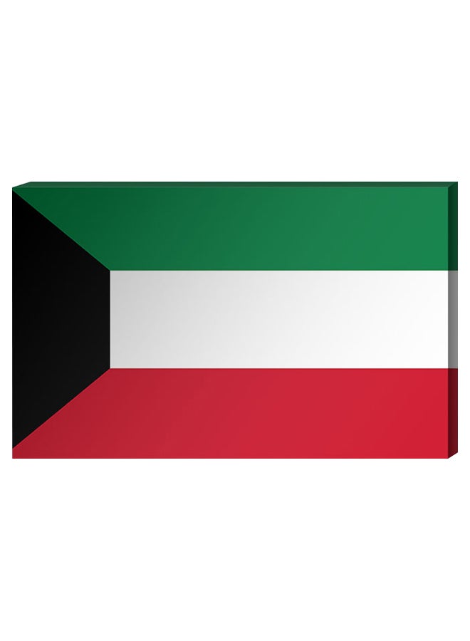 Kuwait Flag Wall Decor Painting With Inner Frame Multicolour 40 x 60cm