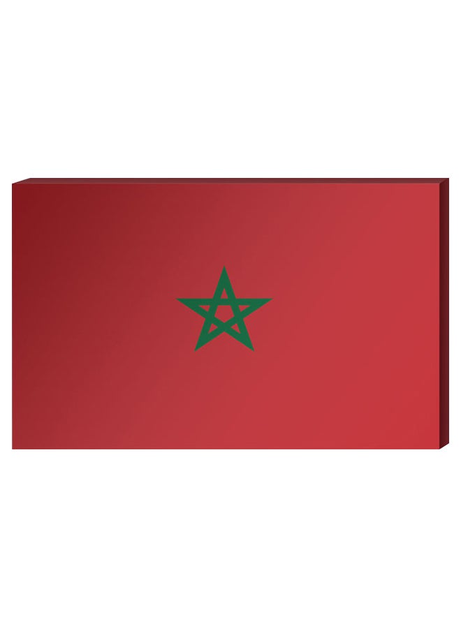 Atiq Moroccan Flag Wall Decor Painting With Inner Frame Red/Green 40 x 60centimeter