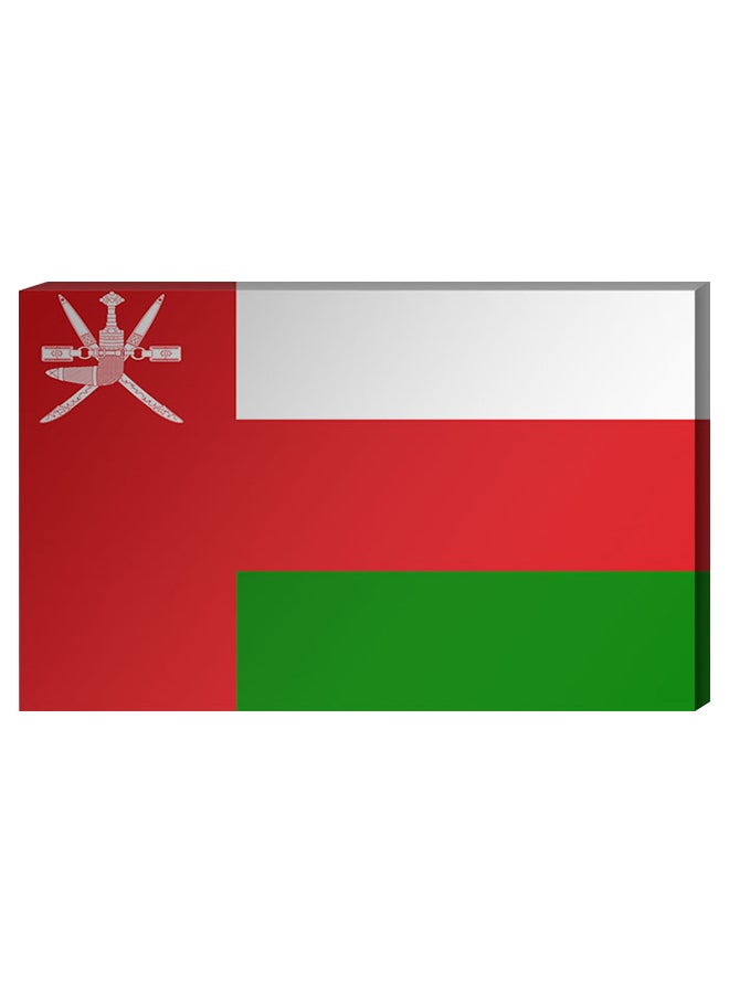 Atiq Oman Flag Wall Decor Painting With Inner Frame Red/White/Green 40 x 60cm 