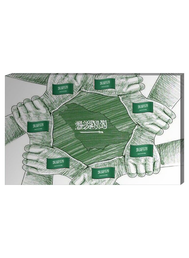 Atiq Wall Decor Painting With Inner Frame Green/White 40 x 60cm 