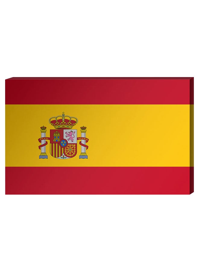 أتيك لوحة فنية لديكور الحائط بإطار داخلي وتصميم علم إسبانيا متعدد الألوان 40 x 60سم