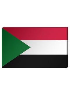 لوحة فنية لديكور الحائط بإطار داخلي بتصميم علم السودان متعدد الألوان 40 x 60سم