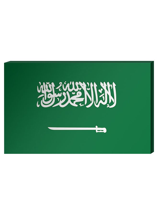أتيك لوحة فنية لديكور الحائط بإطار داخلي بتصميم علم المملكة العربية السعودية أخضر/أبيض 40 x 60Ø³Ù†ØªÙŠÙ…ØªØ± 