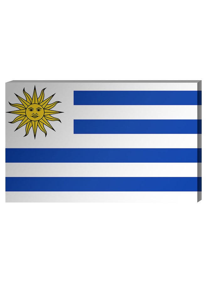 Atiq Uruguayan Flag Wall Decor Painting With Inner Frame White/Blue/Yellow 40 x 60cm 