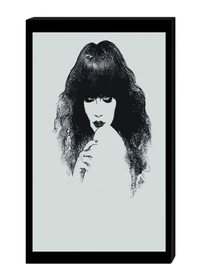 Atiq Wall Decor Modern Painting With Inner Frame Black/Off White 40 x 60cm 