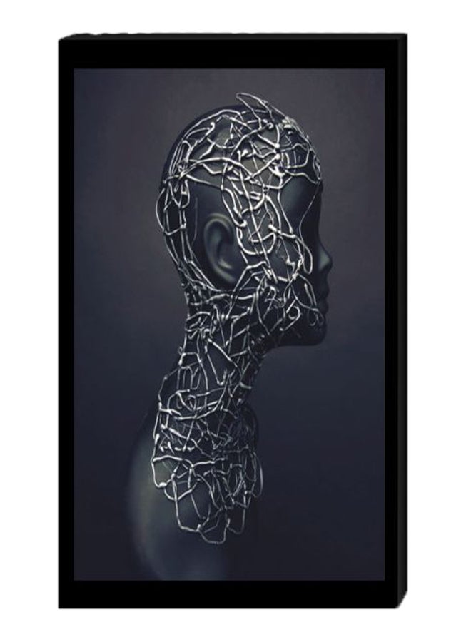 Wall Decor Modern Painting With Inner Frame Black/Grey/White 40 x 60cm