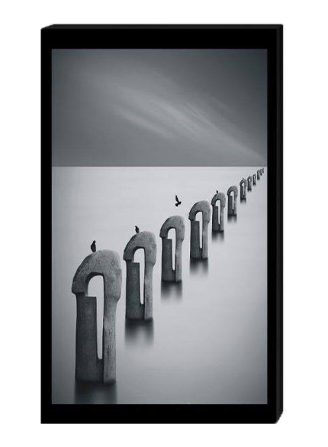 Sea Wall Decor Painting With Inner Frame Black/Grey 40 x 60cm