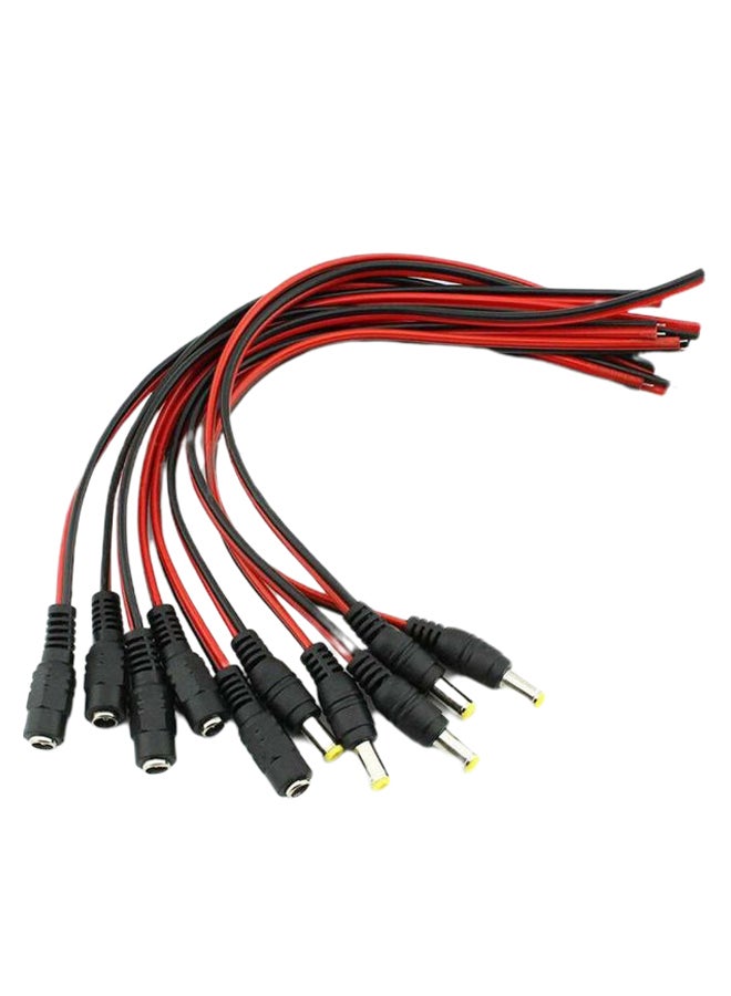 Pair Of 5  Male And Female Connector Plug Cable Red/Black - Image 1